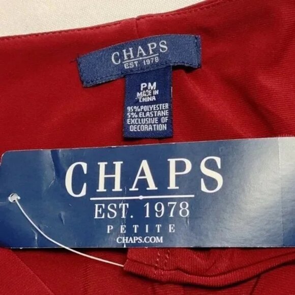Chaps Women's Burgundy Red Faux Wrap V-Neck Stretch Dress Size PM NWT - Picture 10 of 10